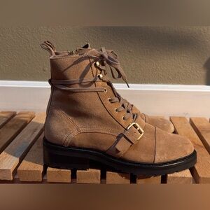 ALL SAINTS CAMEL TAN SUEDE LEATHER TORI BOOT 7.5 38